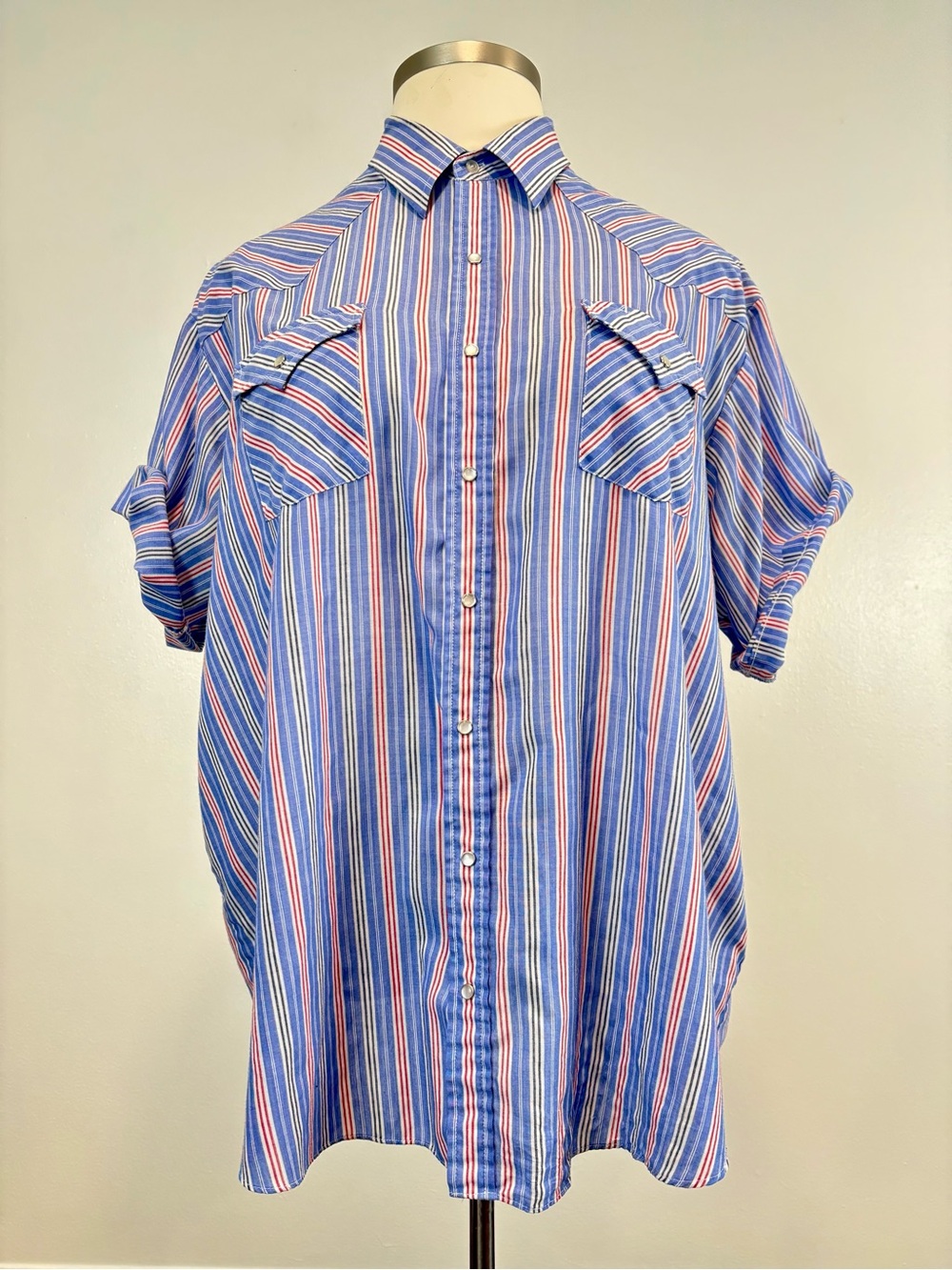 VTG 1980s Striped Short-Sleeve Pearl Snap Shirt